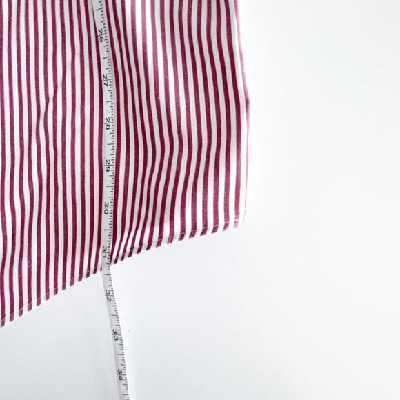 Lands' End Mens Casual Button Down Shirt Long Sleeve Pinstripes Burgundy Sz 17.5 - Picture 8 of 8